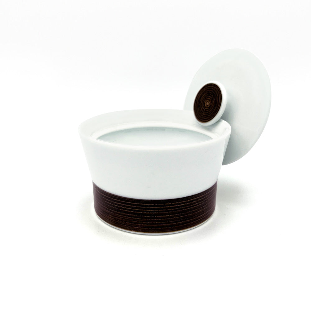 Hakusan Porcelain Asano Ito Bowl with Lid Sepia