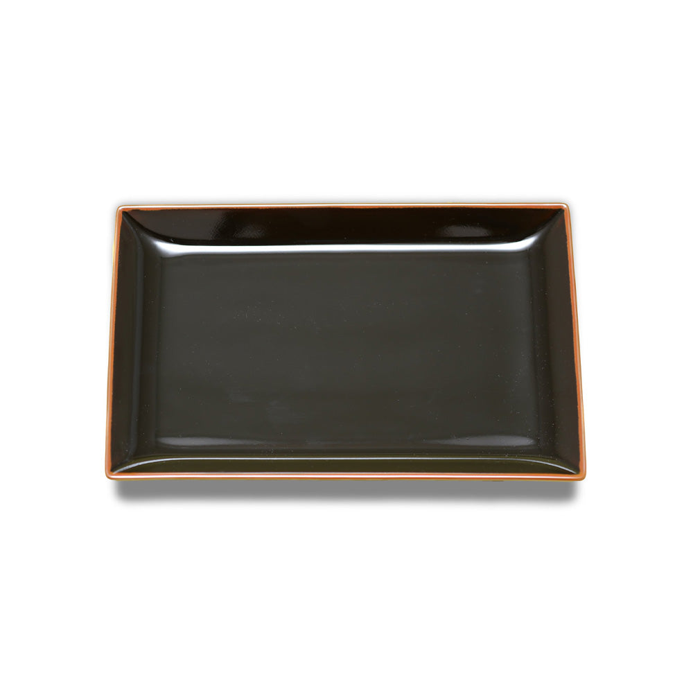 Hakusan Porcelain Shihou Rectangle Plate Black