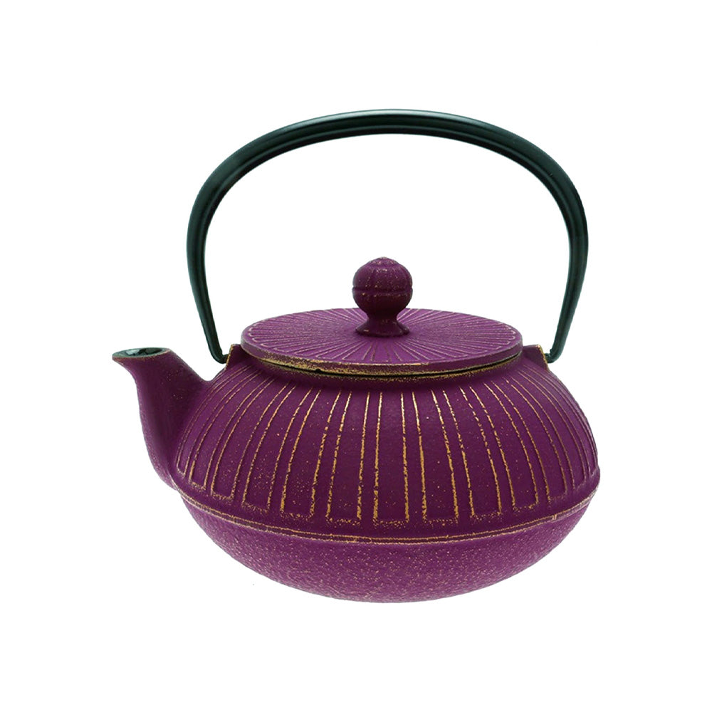IWACHU Japanese Cast Iron Tetsubin Teapot, Gold Purple Chrysanthemum
