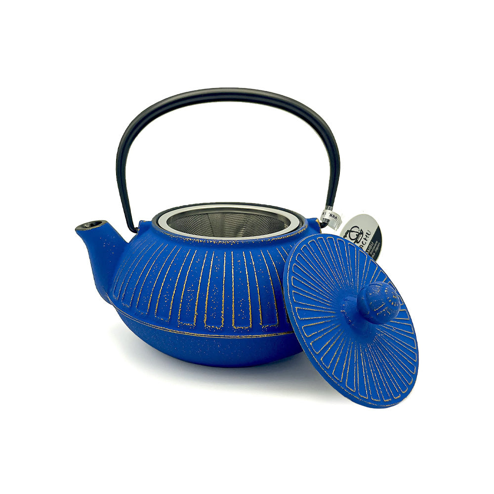 IWACHU Japanese Cast Iron Tetsubin Teapot, Gold Azure Chrysanthemum