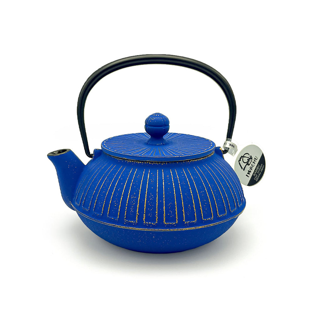 IWACHU Japanese Cast Iron Tetsubin Teapot, Gold Azure Chrysanthemum