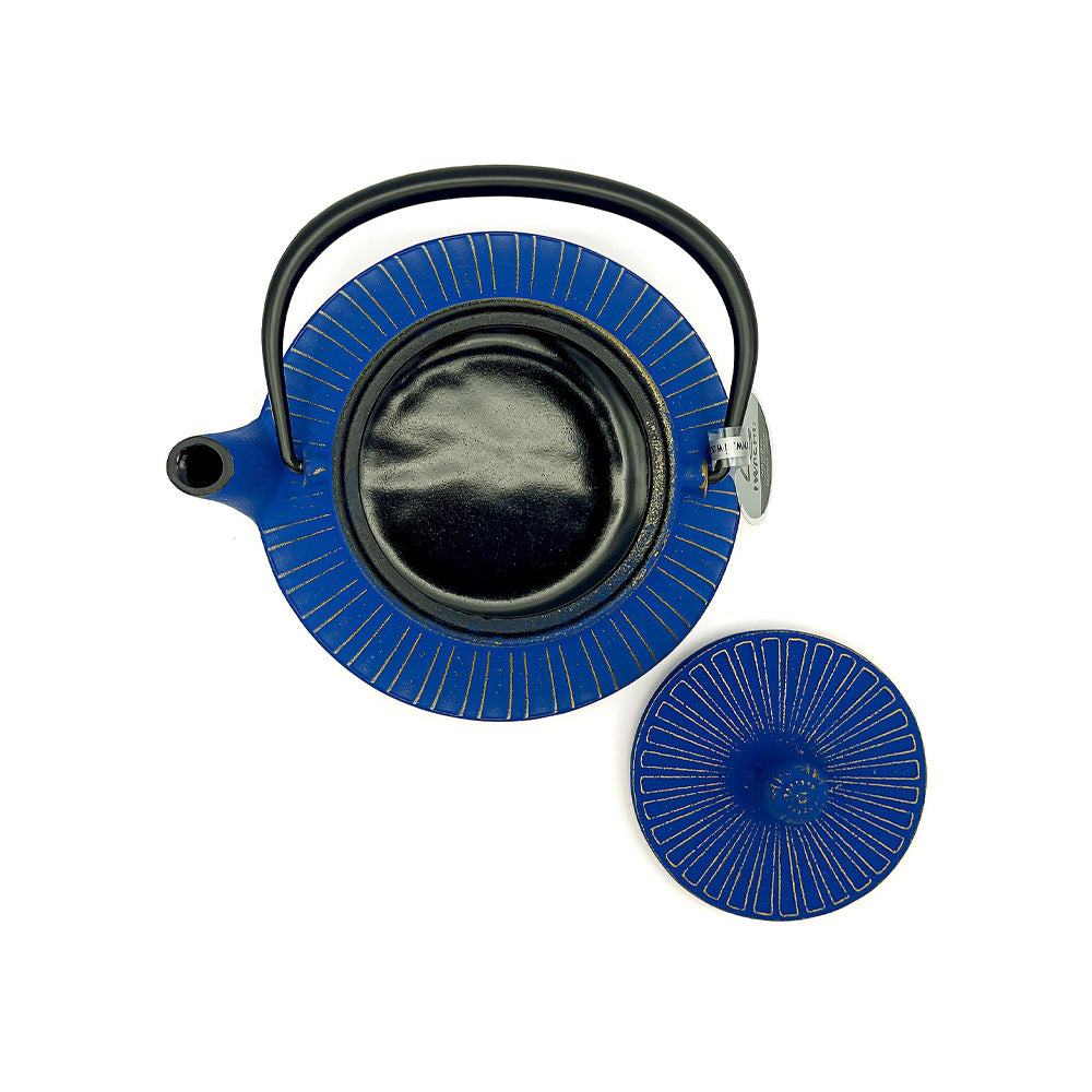 IWACHU Japanese Cast Iron Tetsubin Teapot, Gold Azure Chrysanthemum