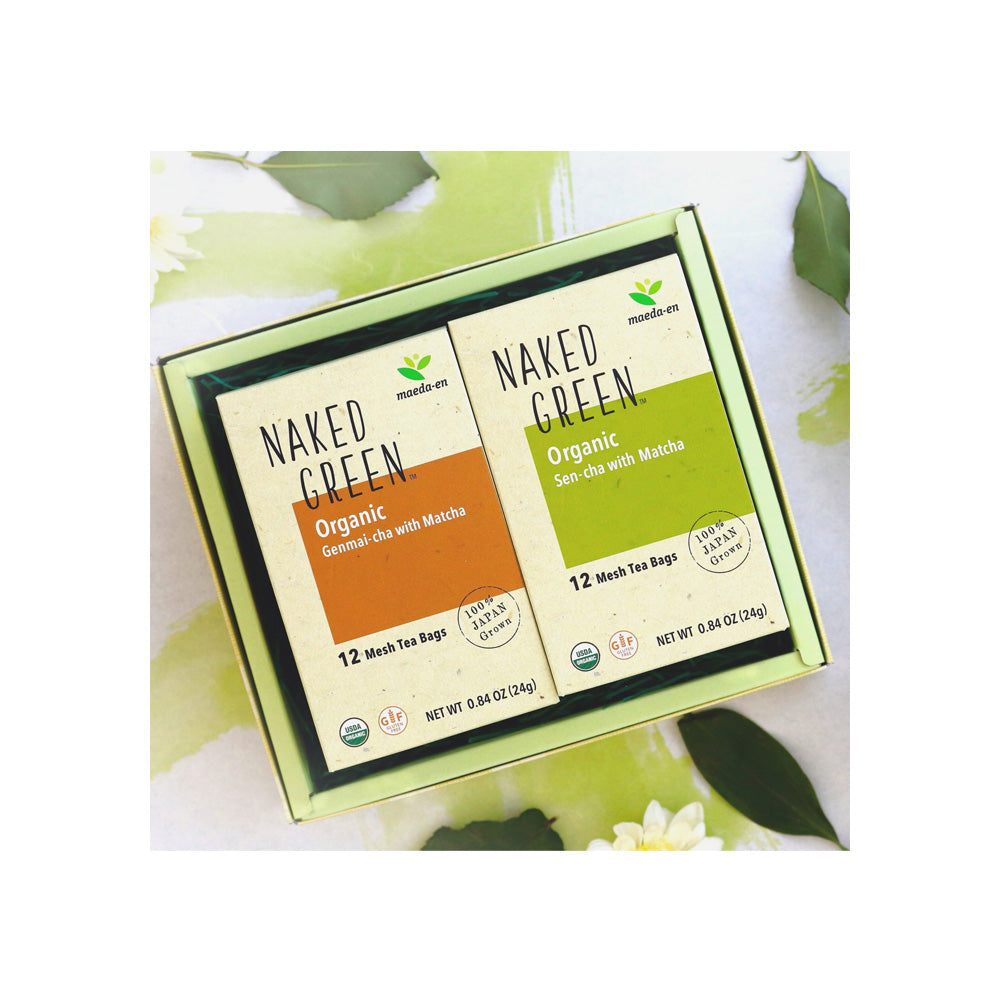 NAKED GREEN Organic Green Tea Tea Bag Gift Set - Sen-cha & Genmai-cha w/Matcha