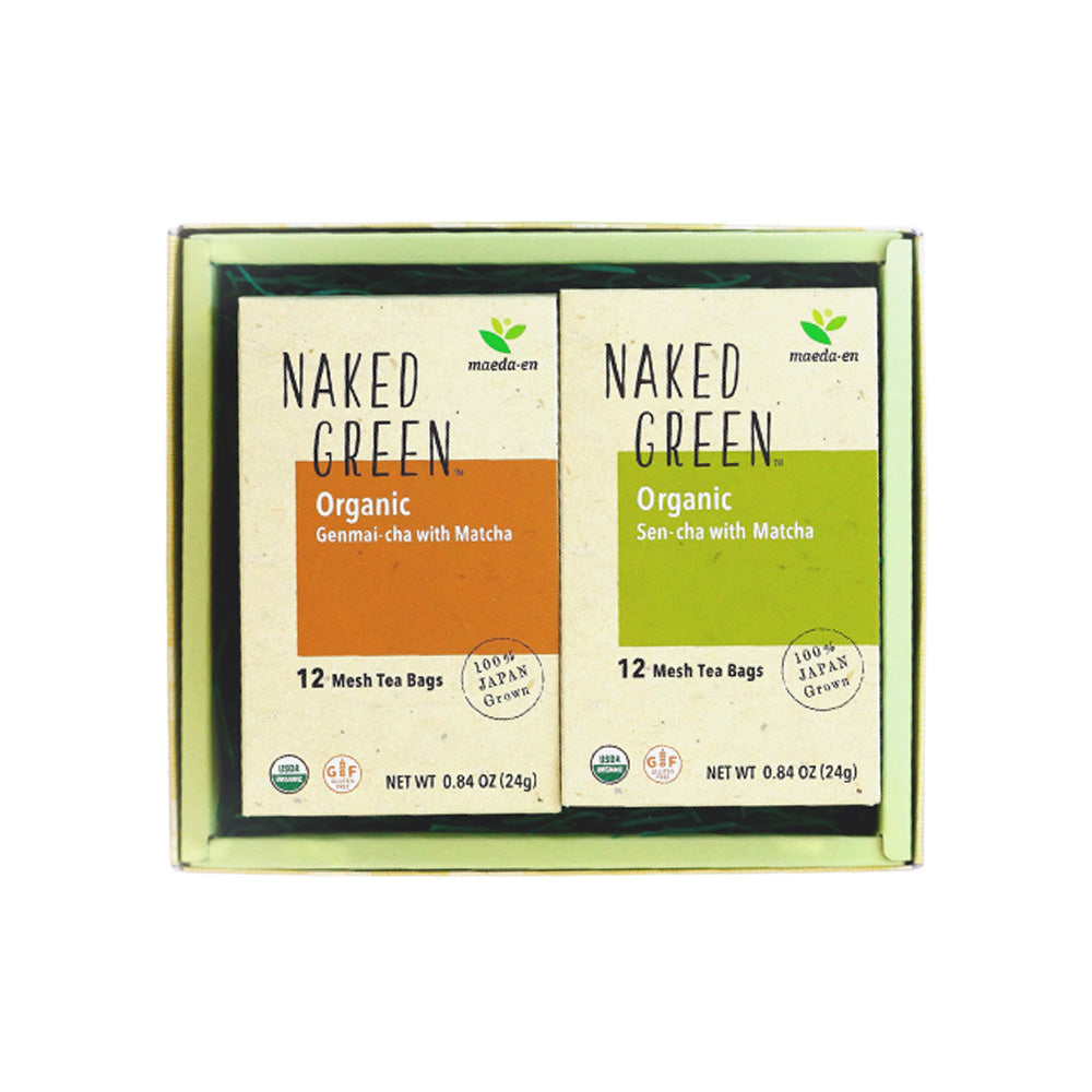 NAKED GREEN Organic Green Tea Tea Bag Gift Set - Sen-cha & Genmai-cha w/Matcha