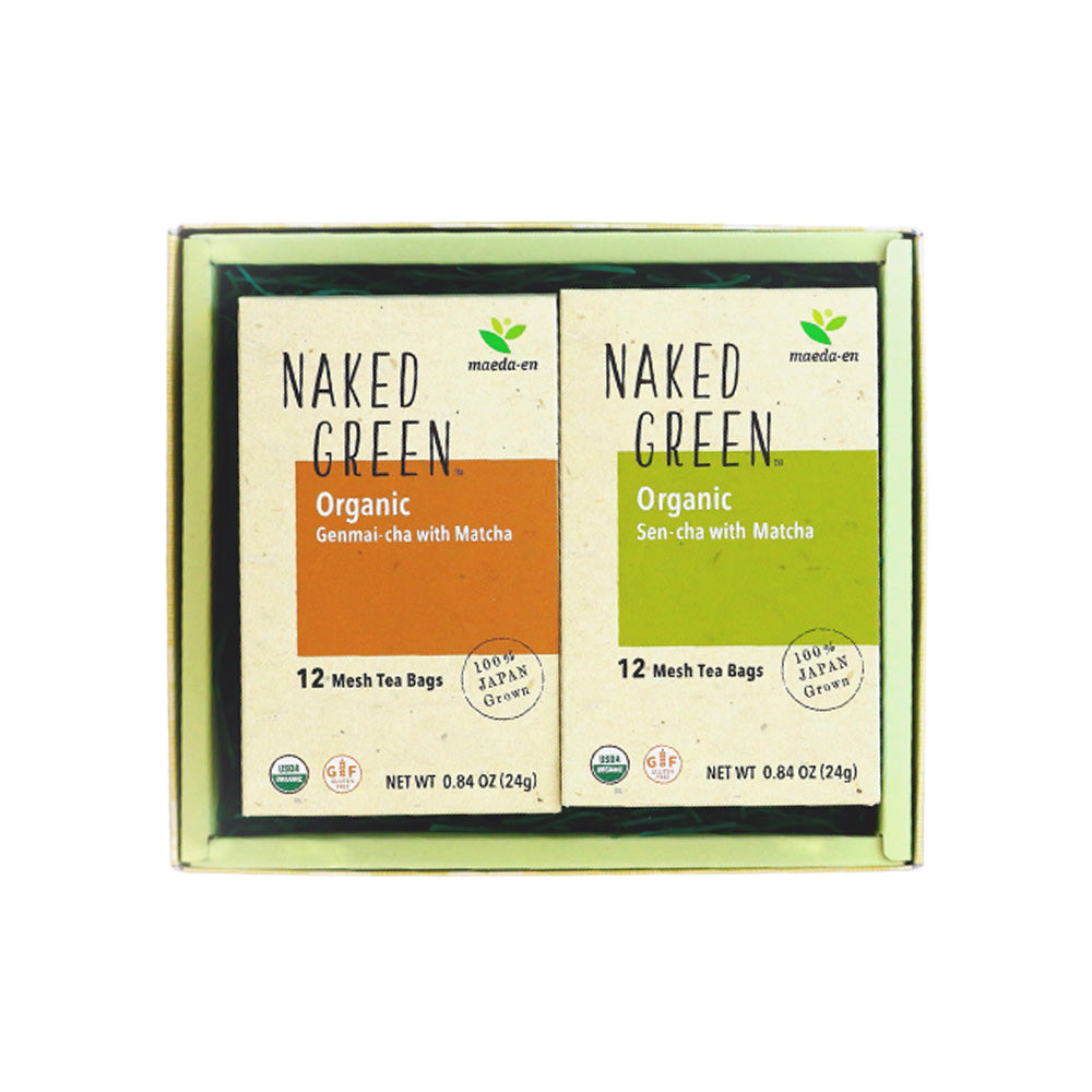 NAKED GREEN Organic Green Tea Tea Bag Gift Set - Sen-cha & Genmai-cha w/Matcha