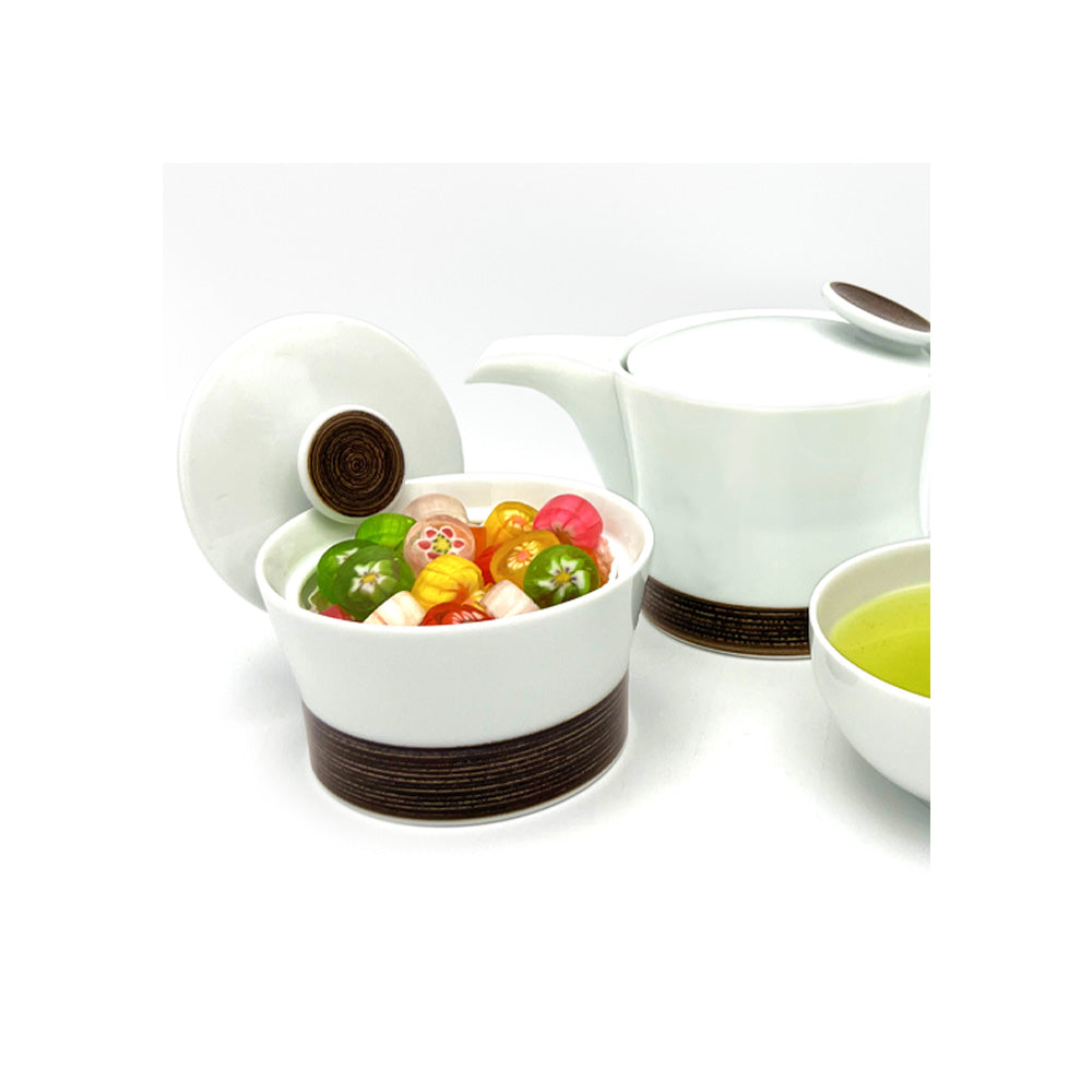 Hakusan Porcelain Asano Ito Bowl with Lid Sepia