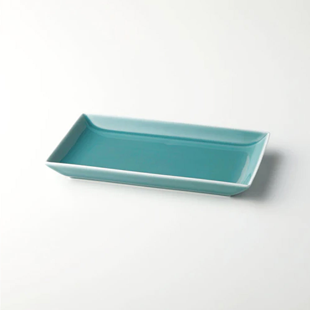 Hakusan Porcelain Shihou Rectangle Plate Blue