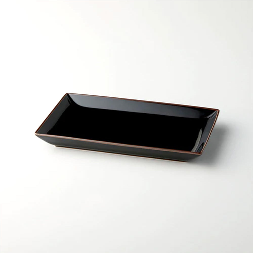 Hakusan Porcelain Shihou Rectangle Plate Black