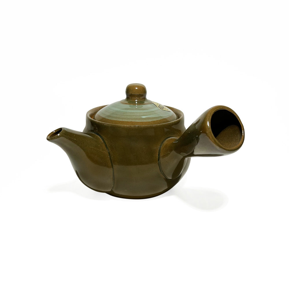 Japanese Pottery Teapot with Strainer 11oz – Brown x Emerald