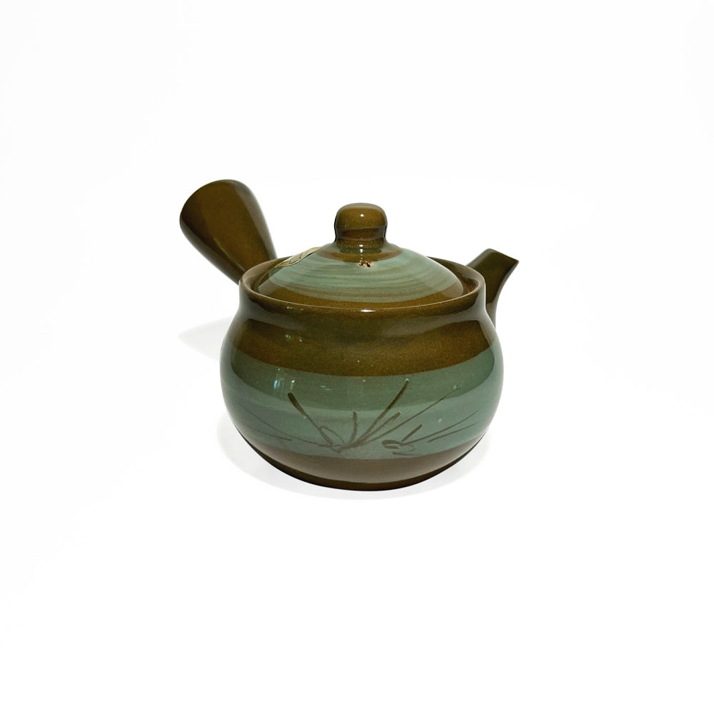 Japanese Pottery Teapot with Strainer 11oz – Brown x Emerald