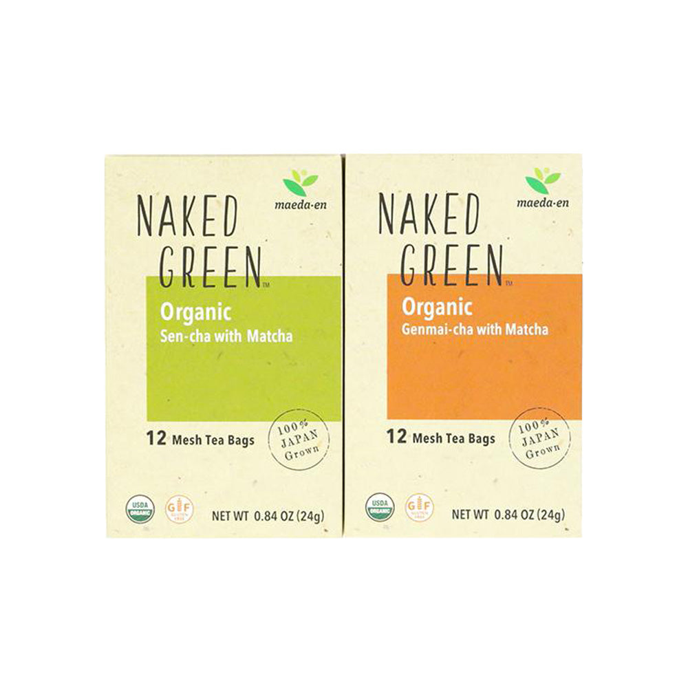 NAKED GREEN Organic Green Tea Tea Bag Gift Set - Sen-cha & Genmai-cha w/Matcha