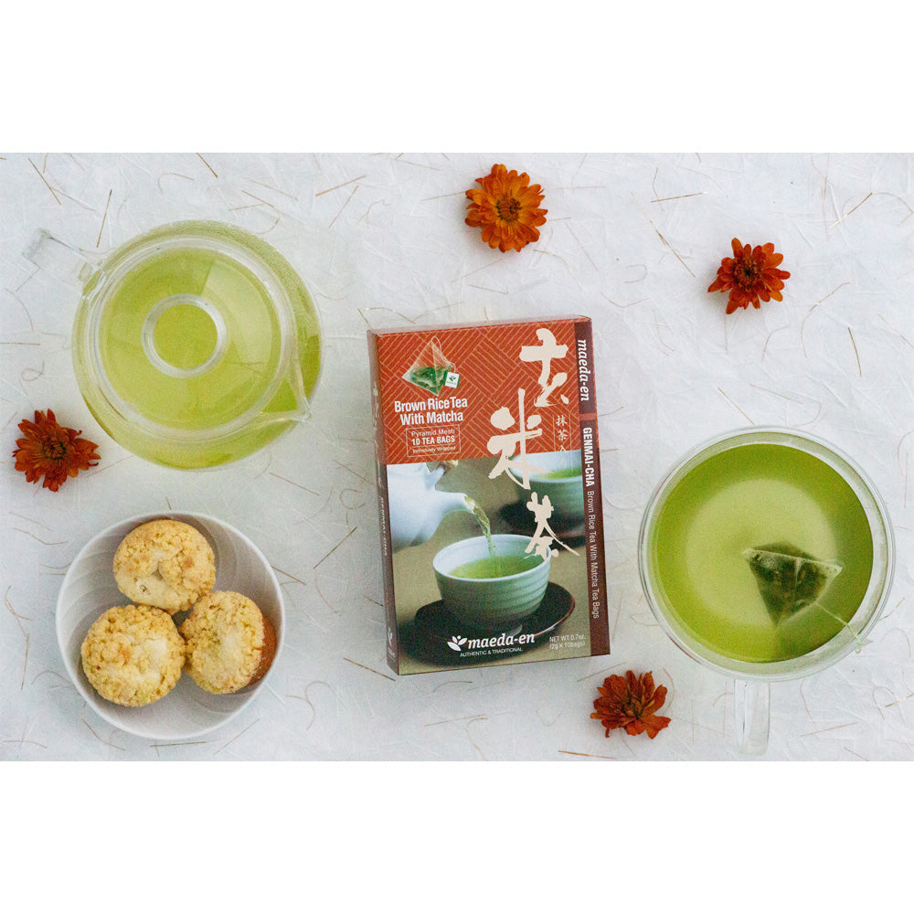 Premium Genmai-cha Roasted Rice Green Tea with Matcha Tea Bags - 10Bags Case (12/case)